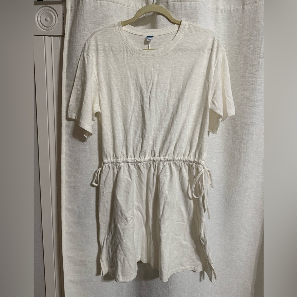 Old Navy White Drawstring Waist Mini Dress